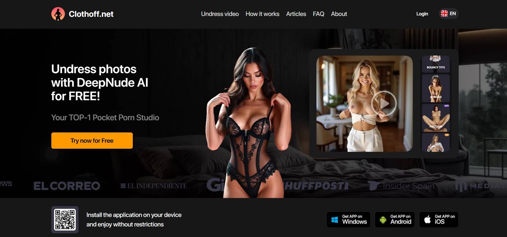 Clothoff KI-Undress Oberfläche