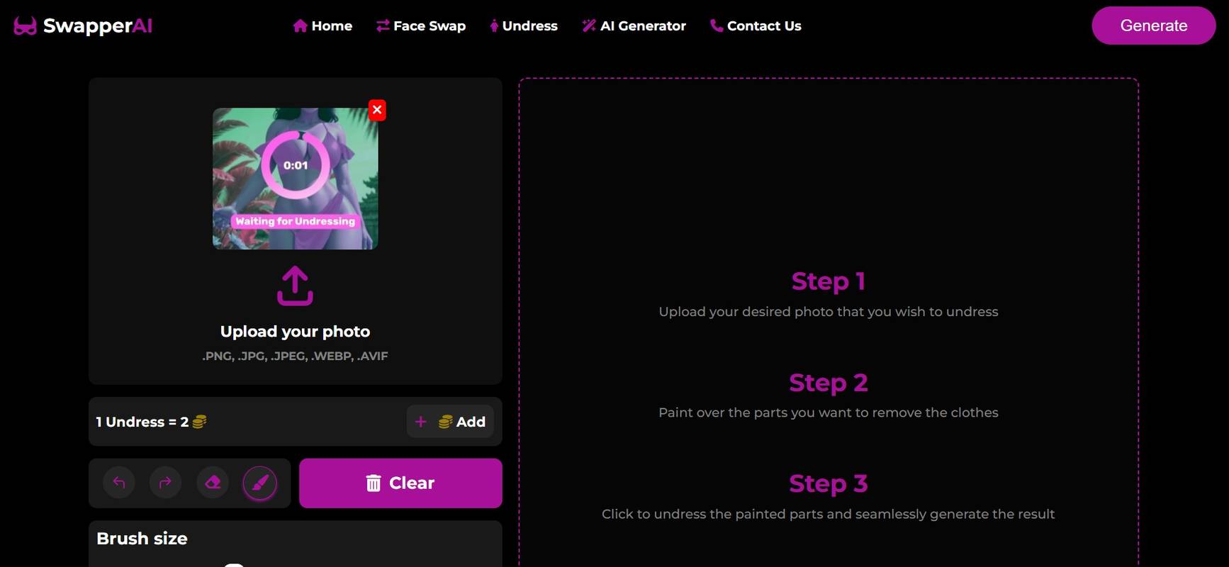 Swapper AI Video-Face-Swap Oberfläche